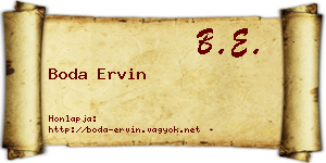 Boda Ervin névjegykártya